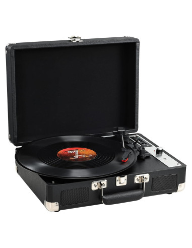 Reproductor de Vinilo Hododou Maletín Bluetooth 3 Velocidades