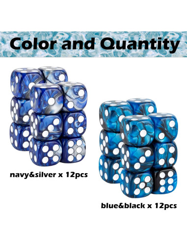 Set de 24 Dados D6 Acrílico 16mm con Bolsa LAMJAM