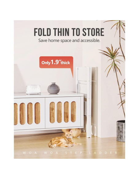 Escalera de 3 pasos WOA WOA, aluminio ligero, blanca