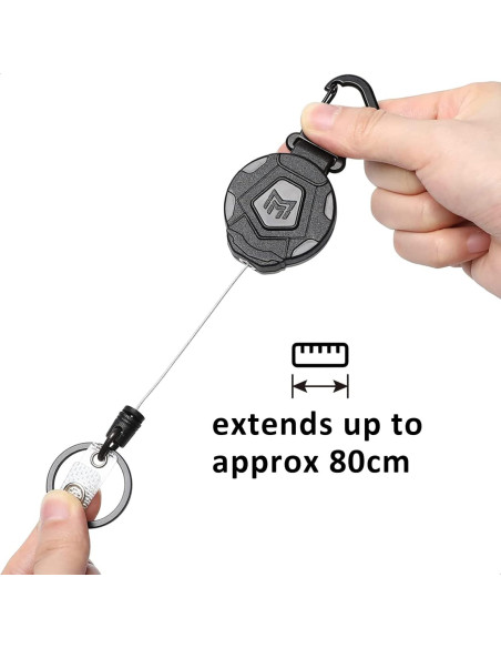 MNGARISTA Soporte Retráctil para Insignias y Llavero Negro