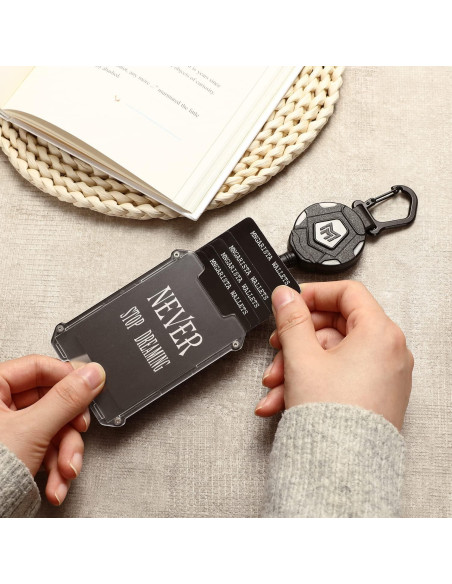 MNGARISTA Soporte Retráctil para Insignias y Llavero Negro