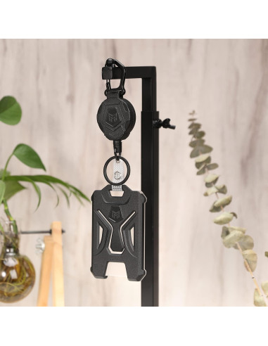 MNGARISTA Soporte Retráctil para Insignias y Llavero Negro