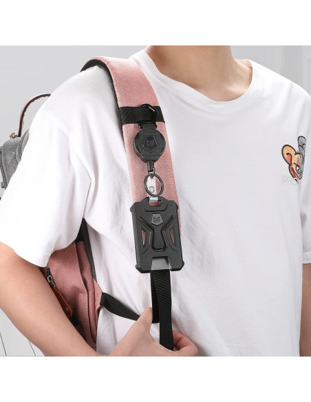 MNGARISTA Soporte Retráctil para Insignias y Llavero Negro