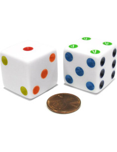 Juego de 2 Dados Jumbo 25mm Koplow Blancos Multicolores 2
