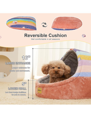 Cama Cueva para Gatos Jiupety Grande Arcoíris Antideslizante