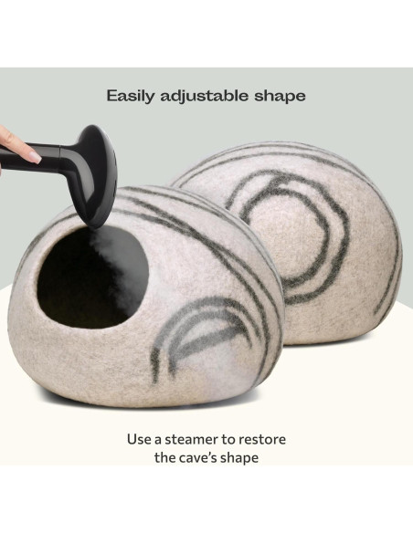 Cueva para Gatos MEOWFIA Mediana de Lana Merino Gris Claro