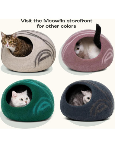Cueva para Gatos MEOWFIA Mediana de Lana Merino Gris Claro
