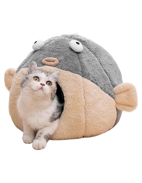 Cama para Gatos Lcybem Grande Gris Cueva Acolchada Lavable