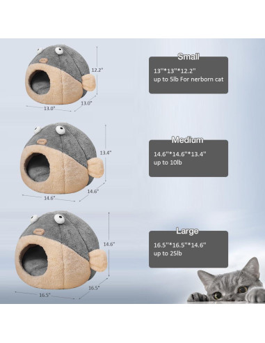 Cama para Gatos Lcybem Grande Gris Cueva Acolchada Lavable