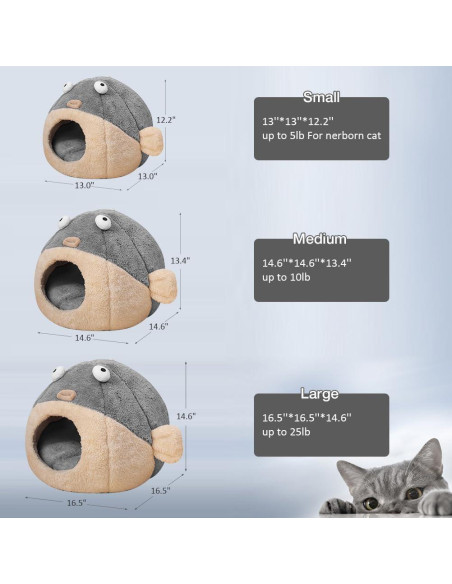 Cama para Gatos Lcybem Grande Gris Cueva Acolchada Lavable