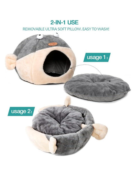 Cama para Gatos Lcybem Grande Gris Cueva Acolchada Lavable