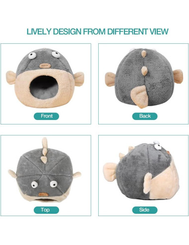 Cama para Gatos Lcybem Grande Gris Cueva Acolchada Lavable