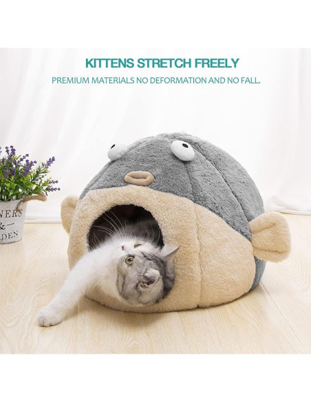 Cama para Gatos Lcybem Grande Gris Cueva Acolchada Lavable