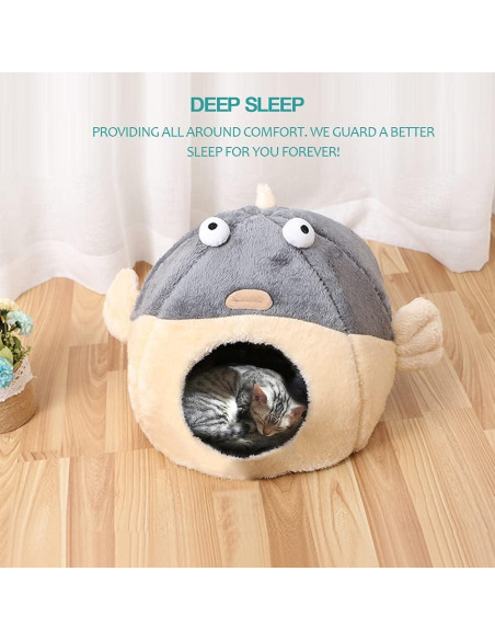 Cama para Gatos Lcybem Grande Gris Cueva Acolchada Lavable