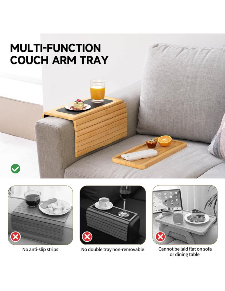 Mesa de Brazo de Sofá XINYOEC de Bambú - Antideslizante
