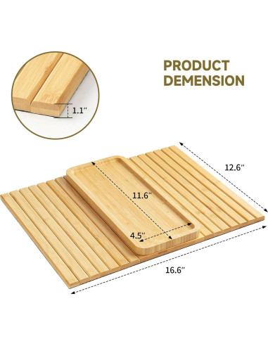 Mesa de Brazo de Sofá XINYOEC de Bambú - Antideslizante