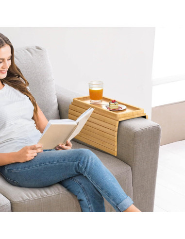 Mesa de Brazo de Sofá XINYOEC de Bambú - Antideslizante