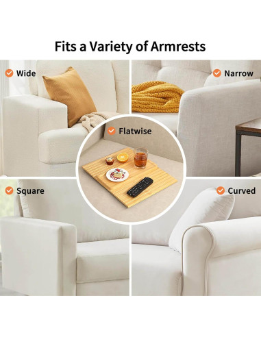 Mesa de Brazo de Sofá XINYOEC de Bambú - Antideslizante