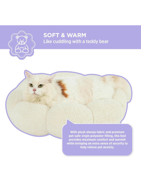 Cama para Gatos y Perros Lesure - Flor Terciopelo Crema