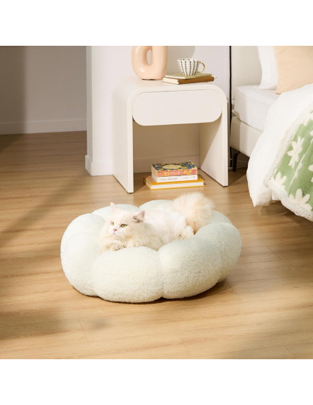Cama para Gatos y Perros Lesure - Flor Terciopelo Crema