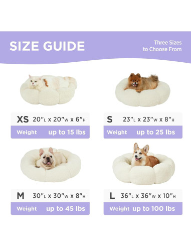 Cama para Gatos y Perros Lesure - Flor Terciopelo Crema