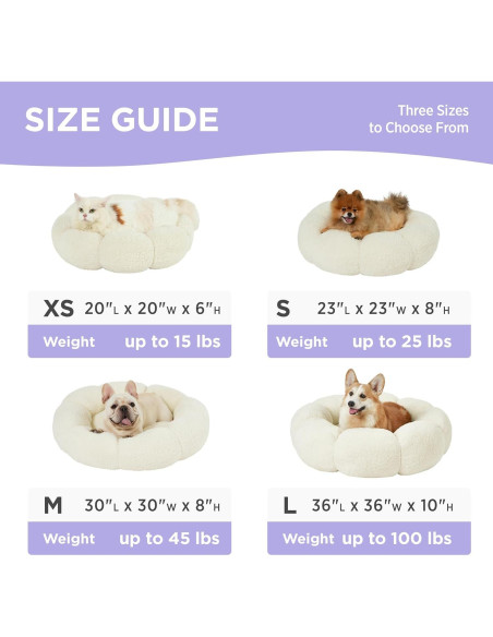 Cama para Gatos y Perros Lesure - Flor Terciopelo Crema