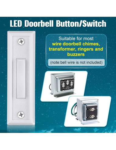 Botón de Timbre Iluminado Saillong con Luz LED Blanco