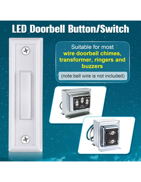 Botón de Timbre Iluminado Saillong con Luz LED Blanco