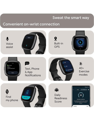 Fitbit Versa 4 Reloj Inteligente Fitness Negro/Gris GPS 6 Días