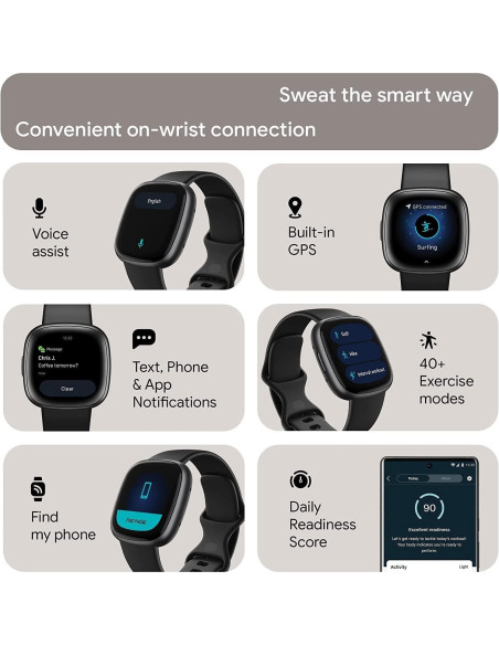 Fitbit Versa 4 Reloj Inteligente Fitness Negro/Gris GPS 6 Días