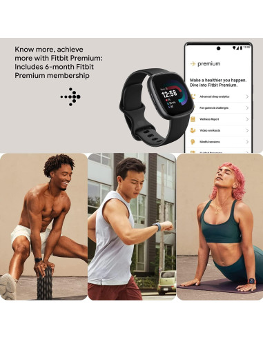 Fitbit Versa 4 Reloj Inteligente Fitness Negro/Gris GPS 6 Días