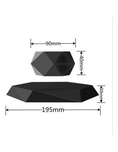 Maceta Flotante Magnética GUIYING Hexagonal Negra 30 cm