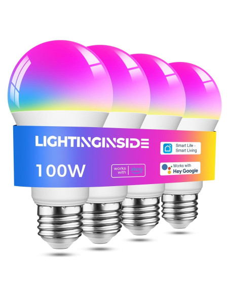 Bombillas Inteligentes WiFi 11W 1350LM E26 RGB 4Pcs