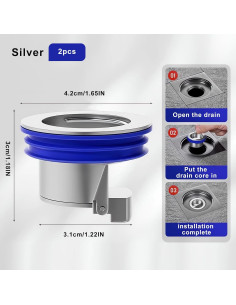 2 Piezas Desagüe Ducha QruiLanTu Latón Drenaje Rápido 2