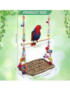 Columpio de Hamaca para Aves AHIER - Juguete de Hierba Marina 29.2x19.8cm 2