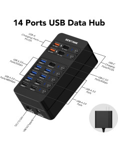 Hub USB Alimentado Sentank 14 Puertos 6 USB 3.0 Carga Rápida 2
