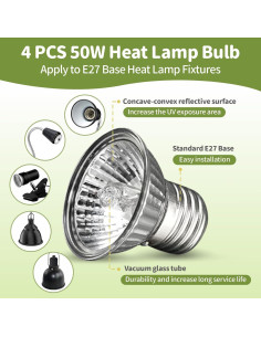 GOZILLA 4 PCS 50W Lámpara de Calor UVA UVB para Reptiles 2