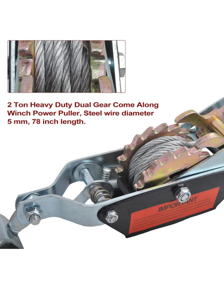 Extractor de Palanca BIGREAT 2 Toneladas con Ganchos y Correa