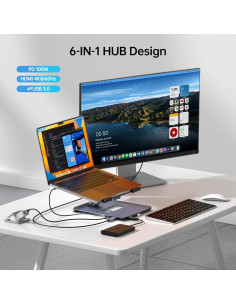 Soporte para Laptop BENFEI 6 en 1 HDMI 4K USB C Ajustable 2