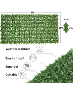 Pantalla de Privacidad Hiedra Artificial BUDSXYZ 152x251cm 2