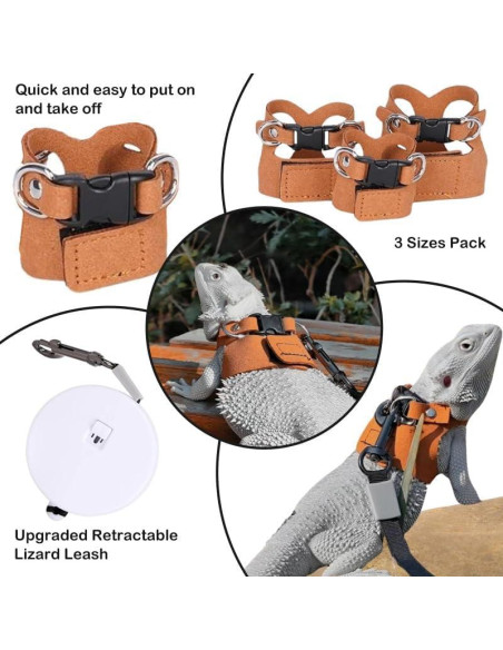 Correa y Arnés Ajustable HOKABLE para Dragón Barbudo - 3 Tamaños