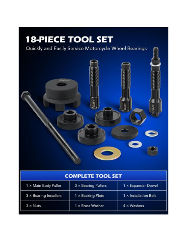 Kit de Herramientas para Rodamientos de Rueda Orion 18 Piezas