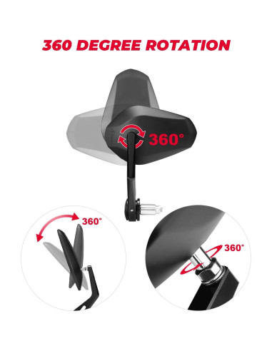 Espejos de Manillar KEMIMOTO 360 Aluminio 12.7x7.87cm