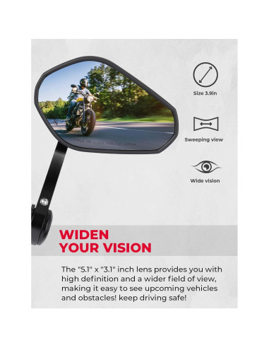 Espejos de Manillar KEMIMOTO 360 Aluminio 12.7x7.87cm