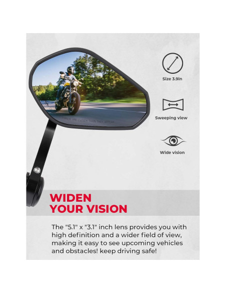 Espejos de Manillar KEMIMOTO 360 Aluminio 12.7x7.87cm