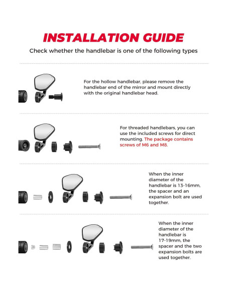 Espejos de Manillar KEMIMOTO 360 Aluminio 12.7x7.87cm