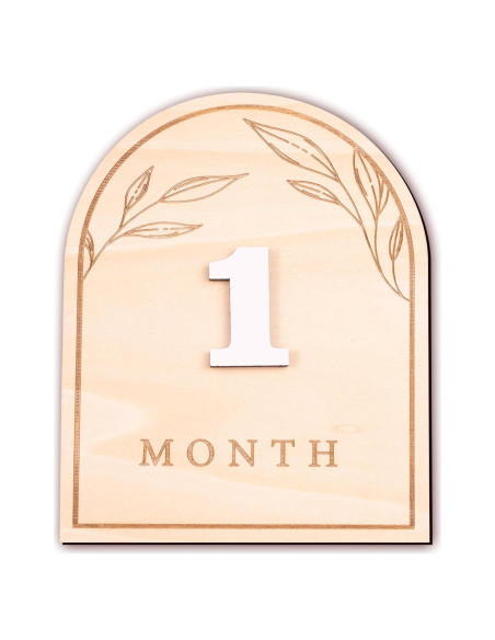 Discos de Hitos Mensuales de Madera OENIZI - 12 Meses Bebé