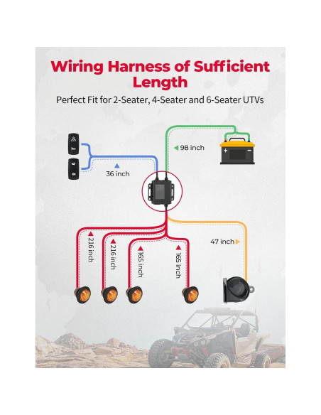 KEMIMOTO Kit de Señalización UTV con Claxon y Luz Ámbar