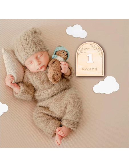 Discos de Hitos Mensuales de Madera OENIZI - 12 Meses Bebé