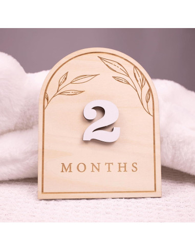 Discos de Hitos Mensuales de Madera OENIZI - 12 Meses Bebé